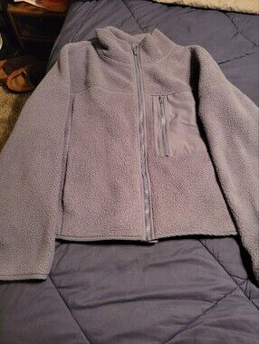 Juniors' SO® Full-Zip Pocket Teddy Fleece Jacket In Icy Greyish Blue